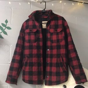 Red plaid quilted Hollister coat!